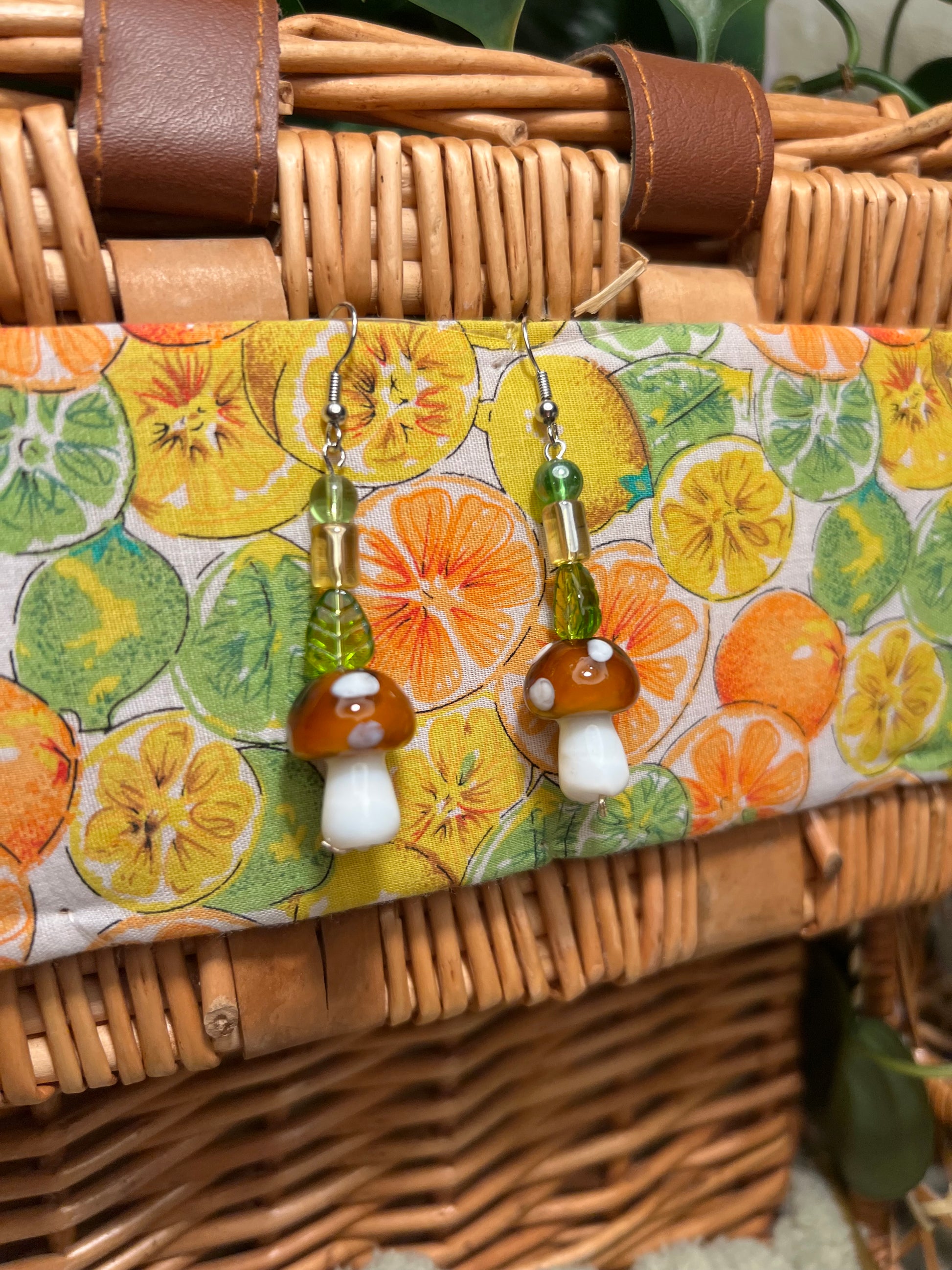 Tan Mushroom Earrings