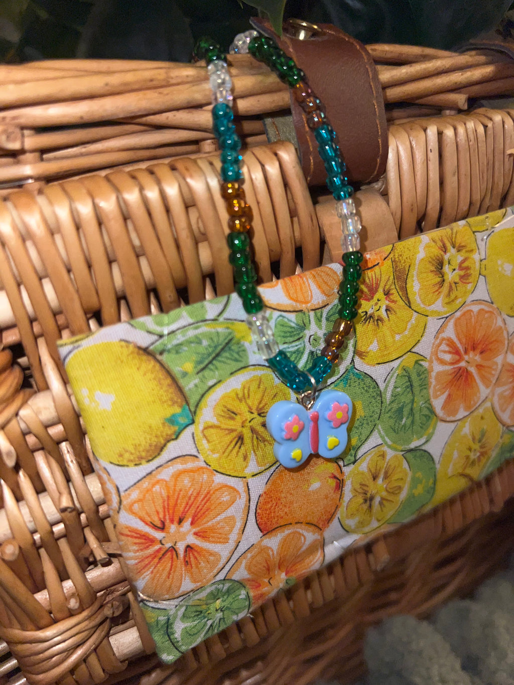Blue Butterfly Beaded Necklace