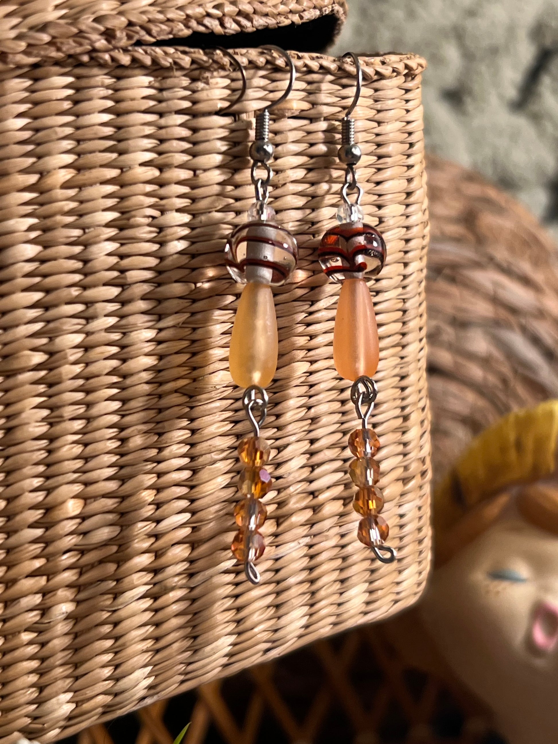 Orange Mushroom Earrings