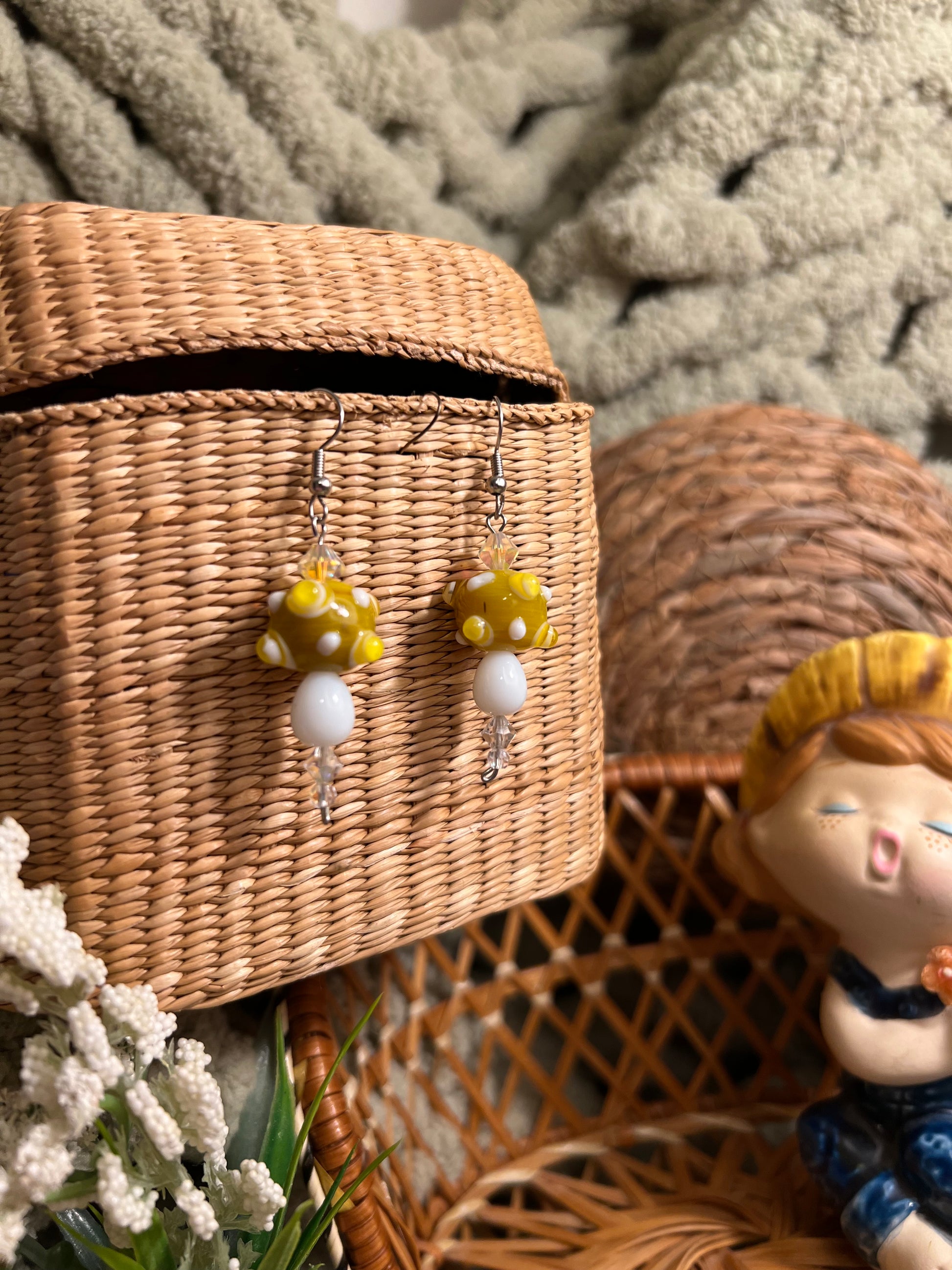 Yellow Mushroom Earrings