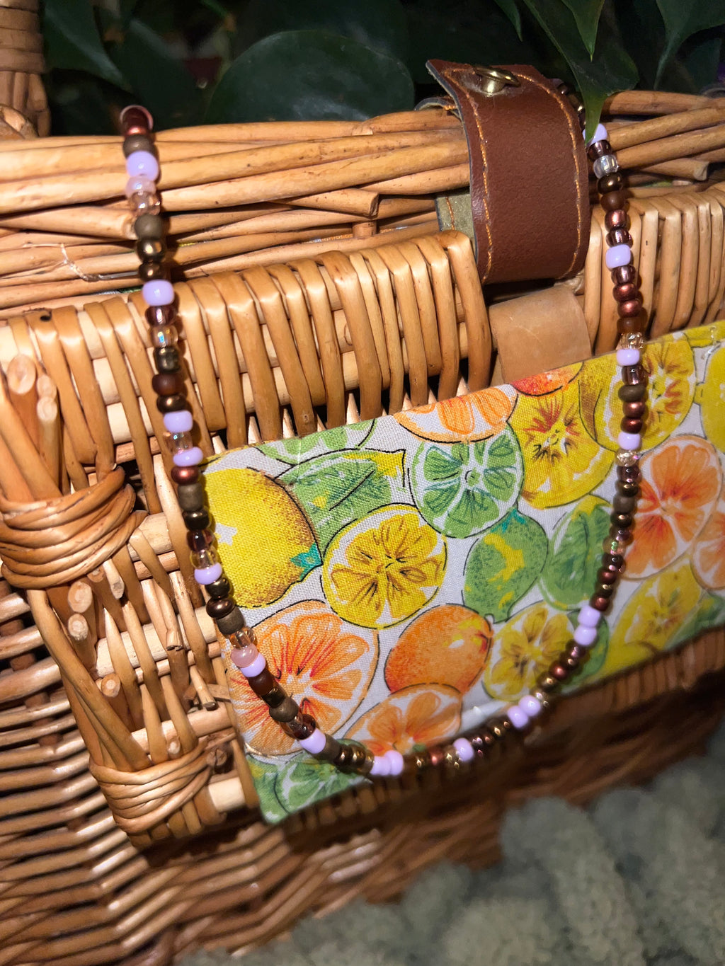 Lavender Coffee Beaded Necklace