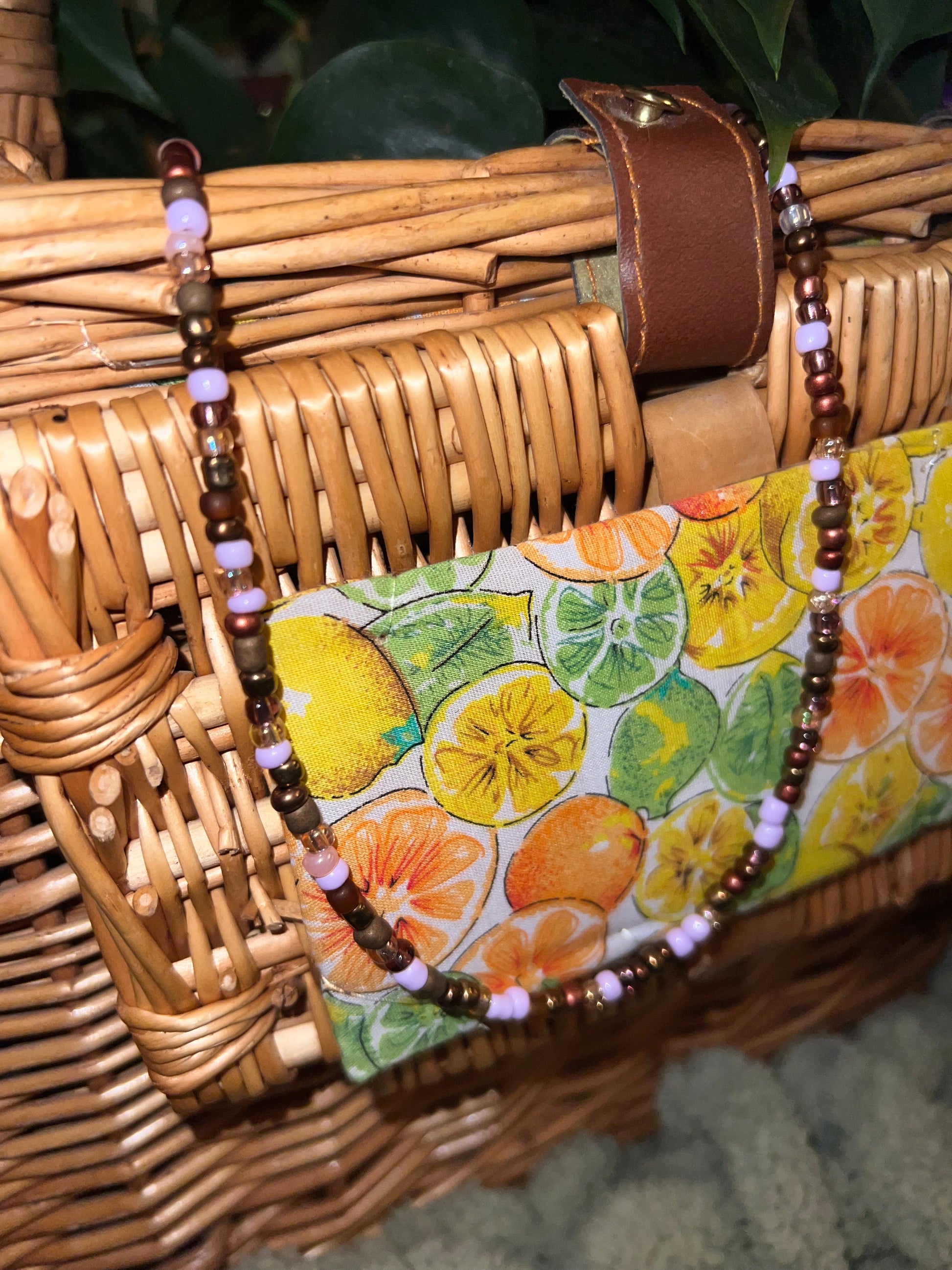 Lavender Coffee Beaded Necklace