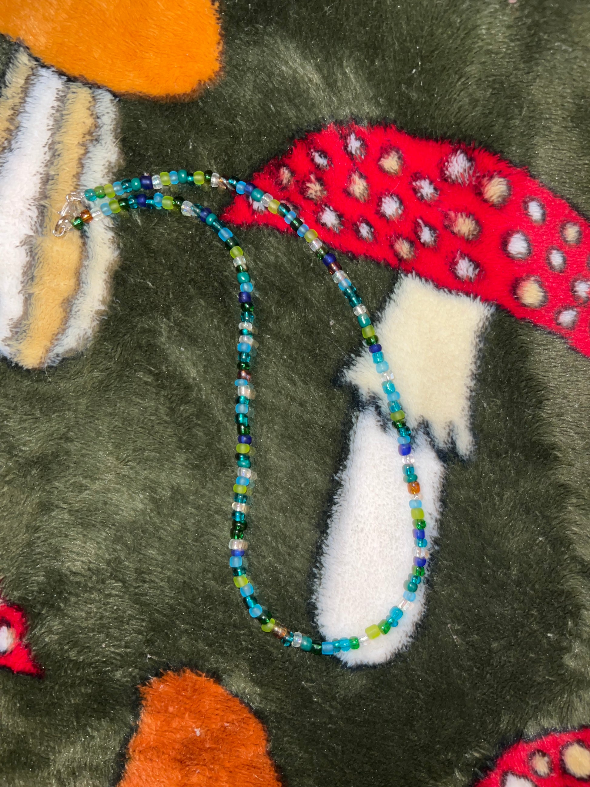 Blue Green Beaded Necklace