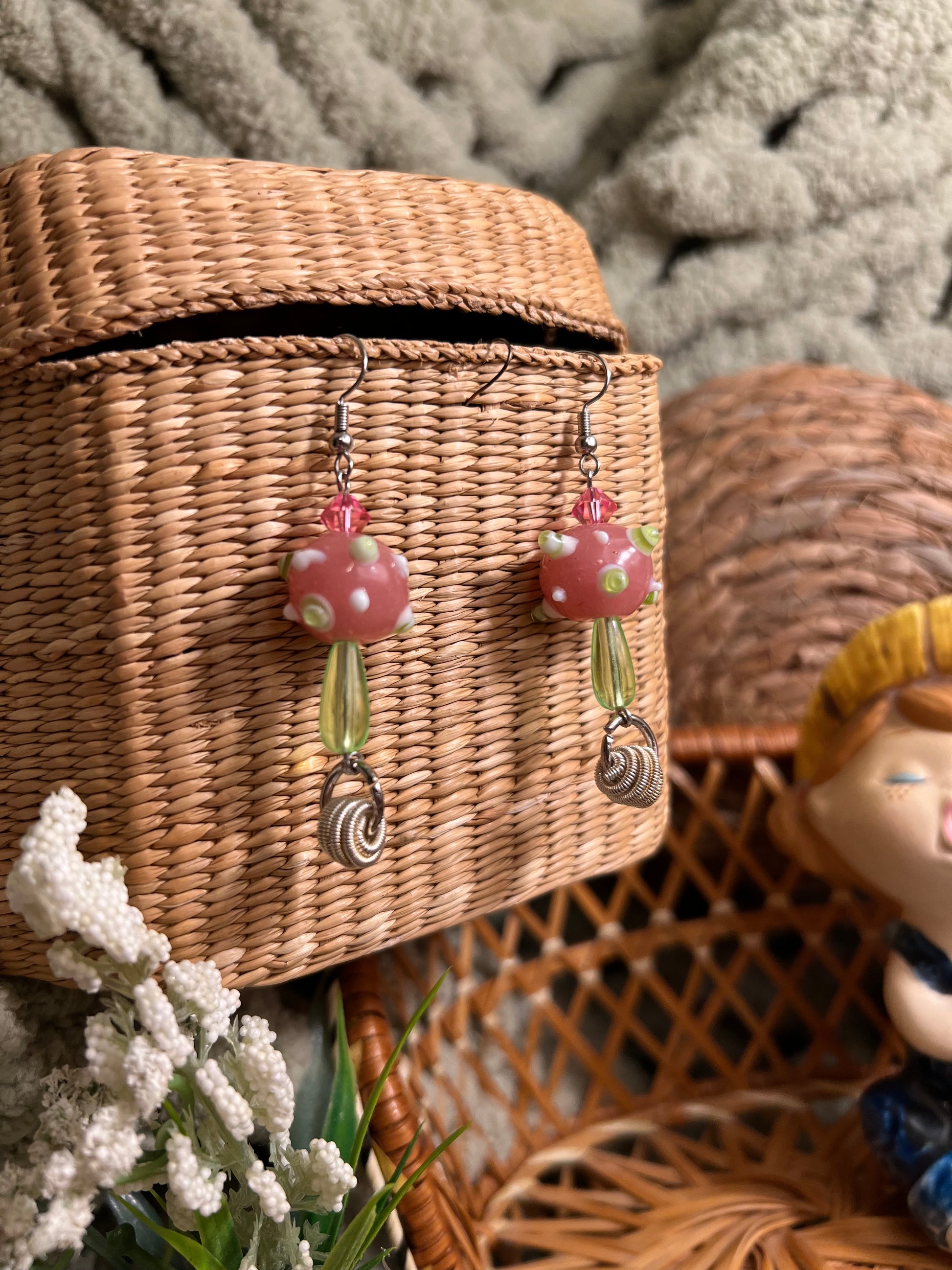 Pinky Mushroom Earrings
